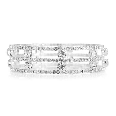 Silver crystal open diamante bracelet